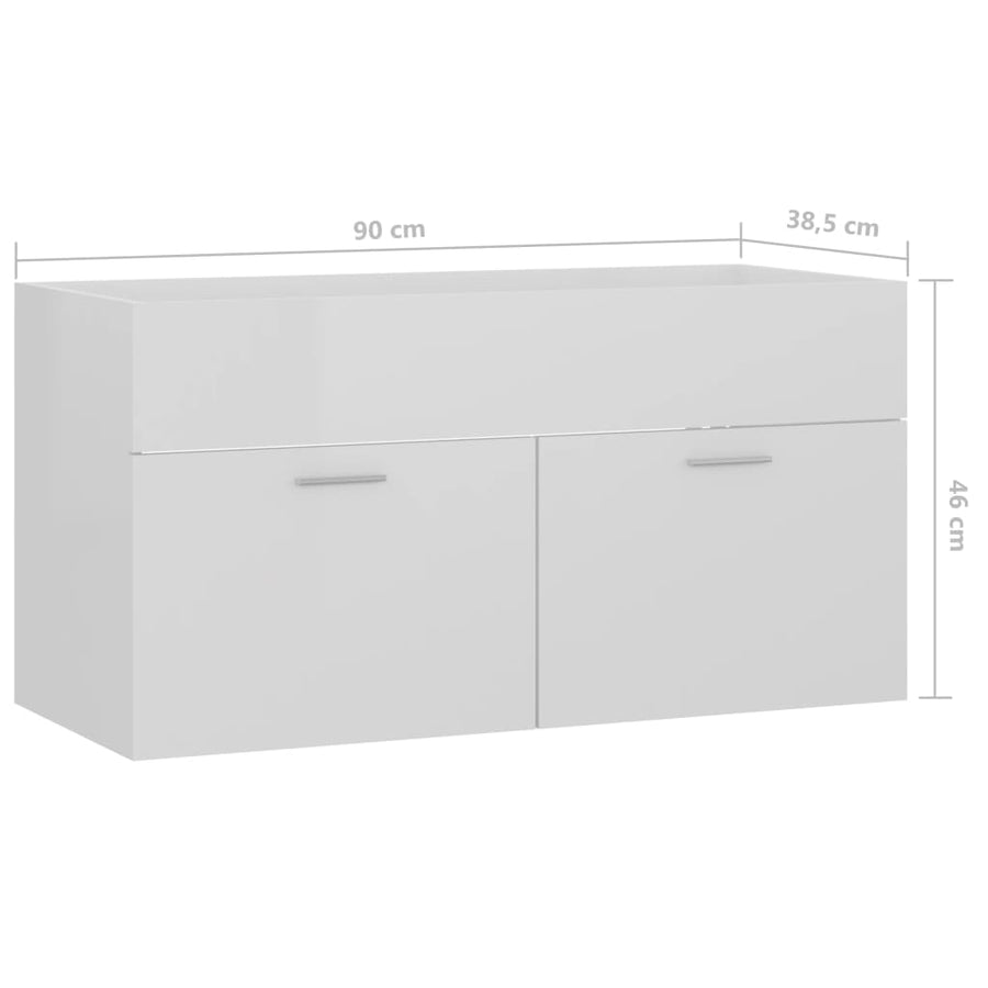 Wastafelkast 90X38,5X46 Cm Spaanplaat 90 x 38.5 x 46 cm Hoogglans wit