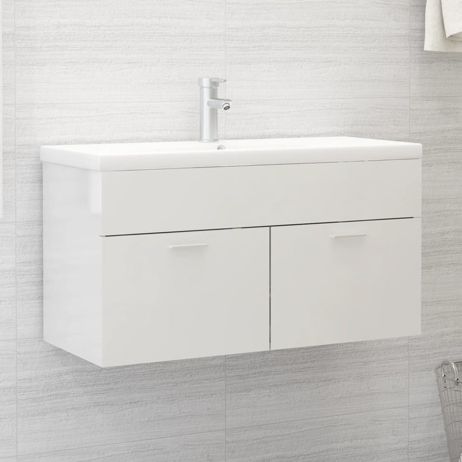 Wastafelkast 90X38,5X46 Cm Spaanplaat 90 x 38.5 x 46 cm Hoogglans wit