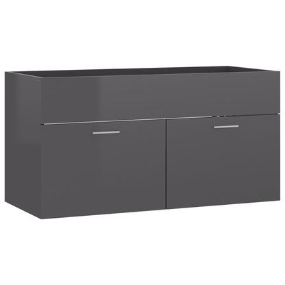 Wastafelkast 90X38,5X46 Cm Spaanplaat 90 x 38.5 x 46 cm Hoogglans grijs