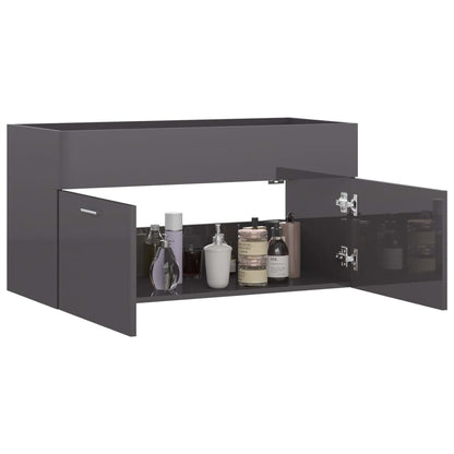 Wastafelkast 90X38,5X46 Cm Spaanplaat 90 x 38.5 x 46 cm Hoogglans grijs