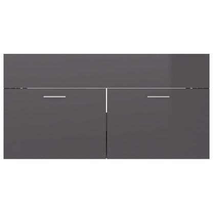 Wastafelkast 90X38,5X46 Cm Spaanplaat 90 x 38.5 x 46 cm Hoogglans grijs