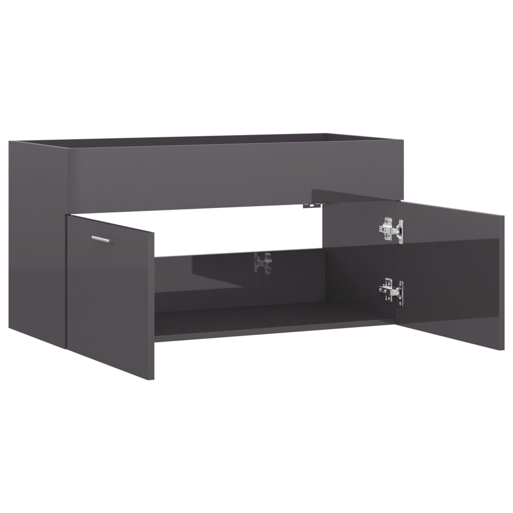 Wastafelkast 90X38,5X46 Cm Spaanplaat 90 x 38.5 x 46 cm Hoogglans grijs