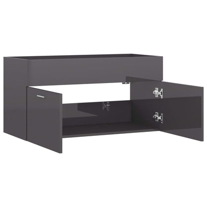 Wastafelkast 90X38,5X46 Cm Spaanplaat 90 x 38.5 x 46 cm Hoogglans grijs