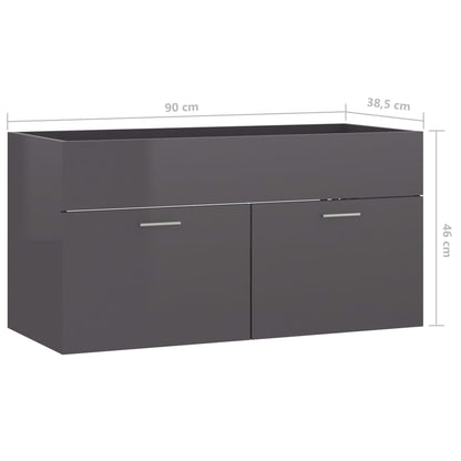 Wastafelkast 90X38,5X46 Cm Spaanplaat 90 x 38.5 x 46 cm Hoogglans grijs