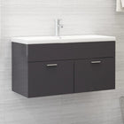 Wastafelkast 90x38,5x46 cm hoogglans grijs spaanplaat