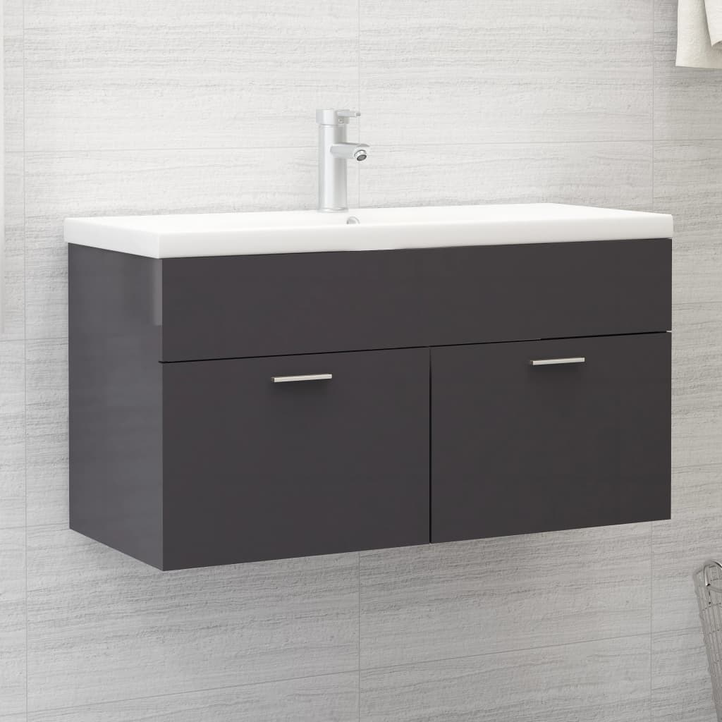 Wastafelkast 90X38,5X46 Cm Spaanplaat 90 x 38.5 x 46 cm Hoogglans grijs