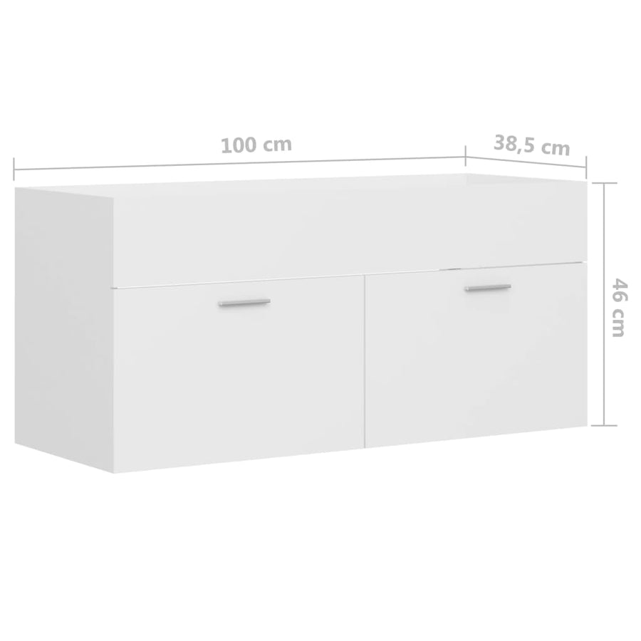 Wastafelkast 100X38,5X46 Cm Bewerkt Hout 100 x 38.5 x 46 cm Wit