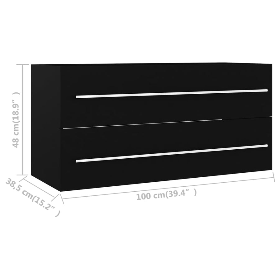 Wastafelkast 100X38,5X48 Cm Spaanplaat Zwart