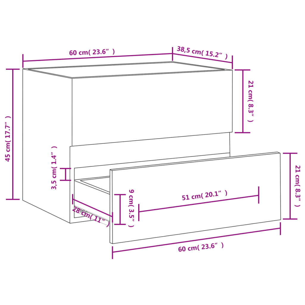 Wastafelkast 60X38,5X45 Cm Spaanplaat 60 x 38.5 x 45 cm Wit