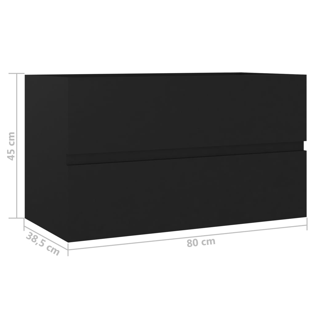 Wastafelkast 80X38,5X45 Cm Bewerkt Hout Zwart 80 x 38.5 x 45 cm