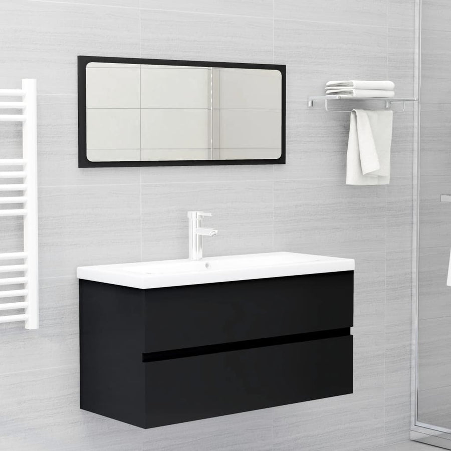 Wastafelkast 90X38,5X45 Cm Spaanplaat 90 x 38.5 x 45 cm Zwart