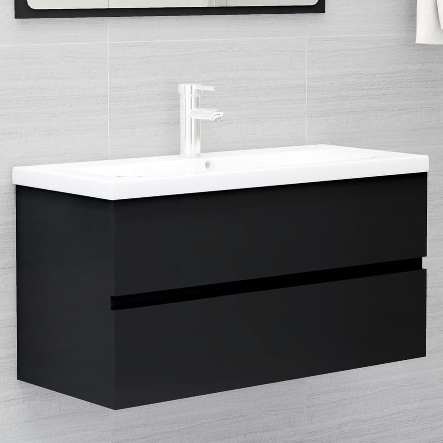 Wastafelkast 90X38,5X45 Cm Spaanplaat 90 x 38.5 x 45 cm Zwart