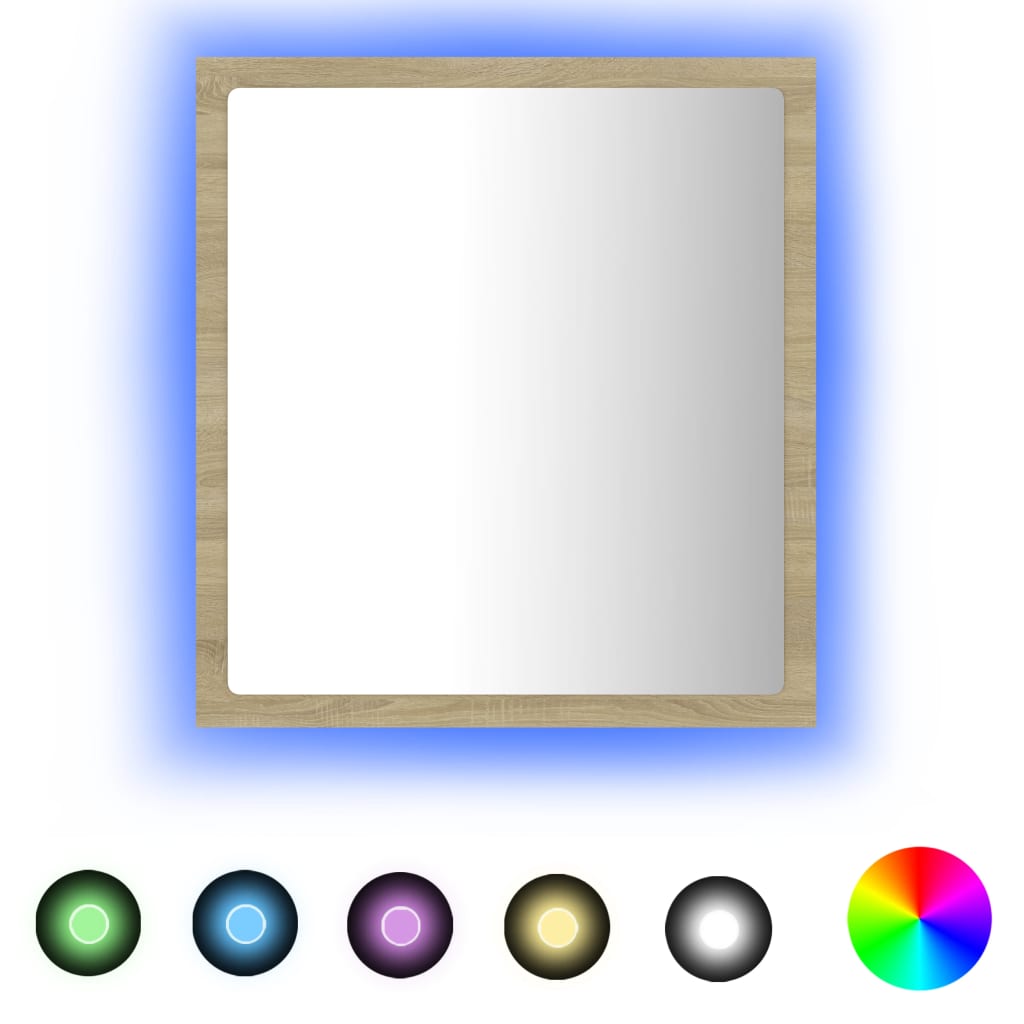 Badkamerspiegel Led 40X8,5X37 Cm Acryl Kleurig Sonoma eiken