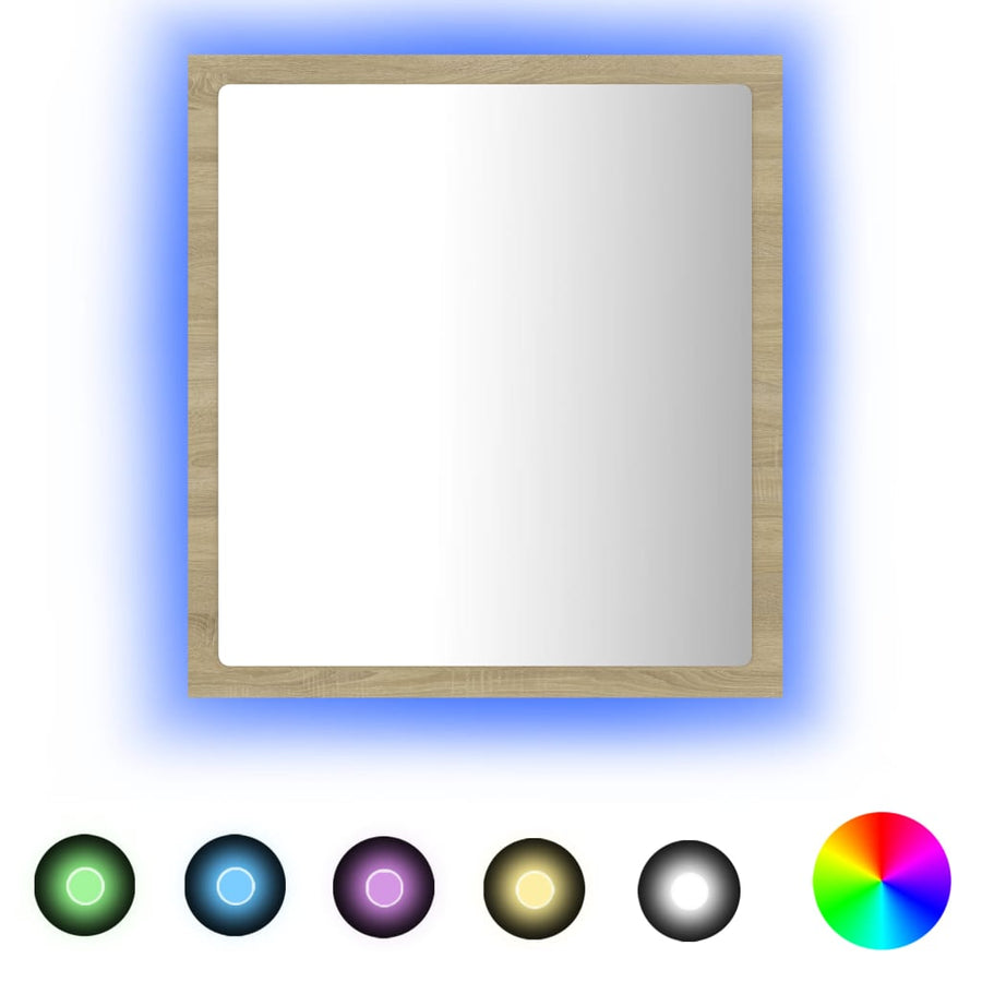 Badkamerspiegel Led 40X8,5X37 Cm Acryl Kleurig Sonoma eiken