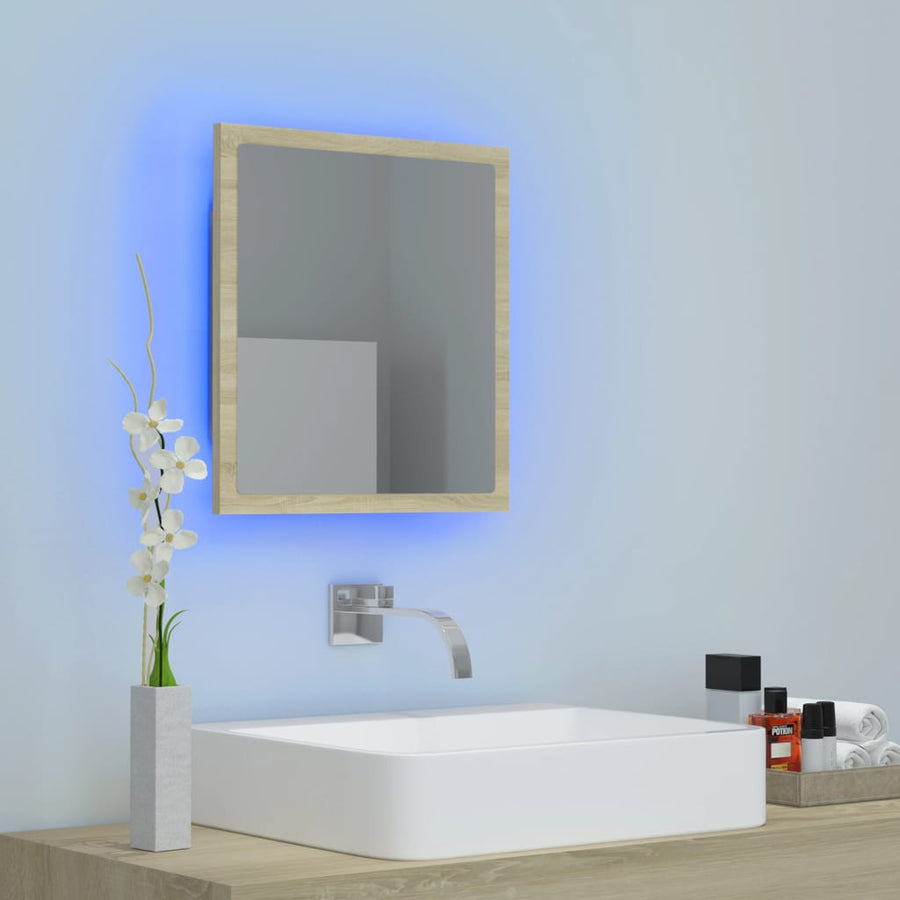 Badkamerspiegel Led 40X8,5X37 Cm Acryl Kleurig Sonoma eiken
