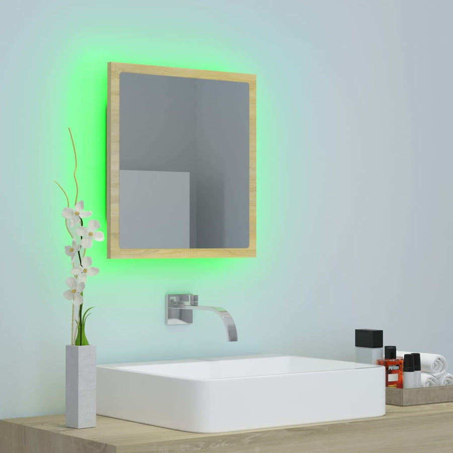 Badkamerspiegel Led 40X8,5X37 Cm Acryl Kleurig Sonoma eiken