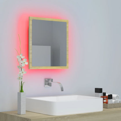 Badkamerspiegel Led 40X8,5X37 Cm Acryl Kleurig Sonoma eiken