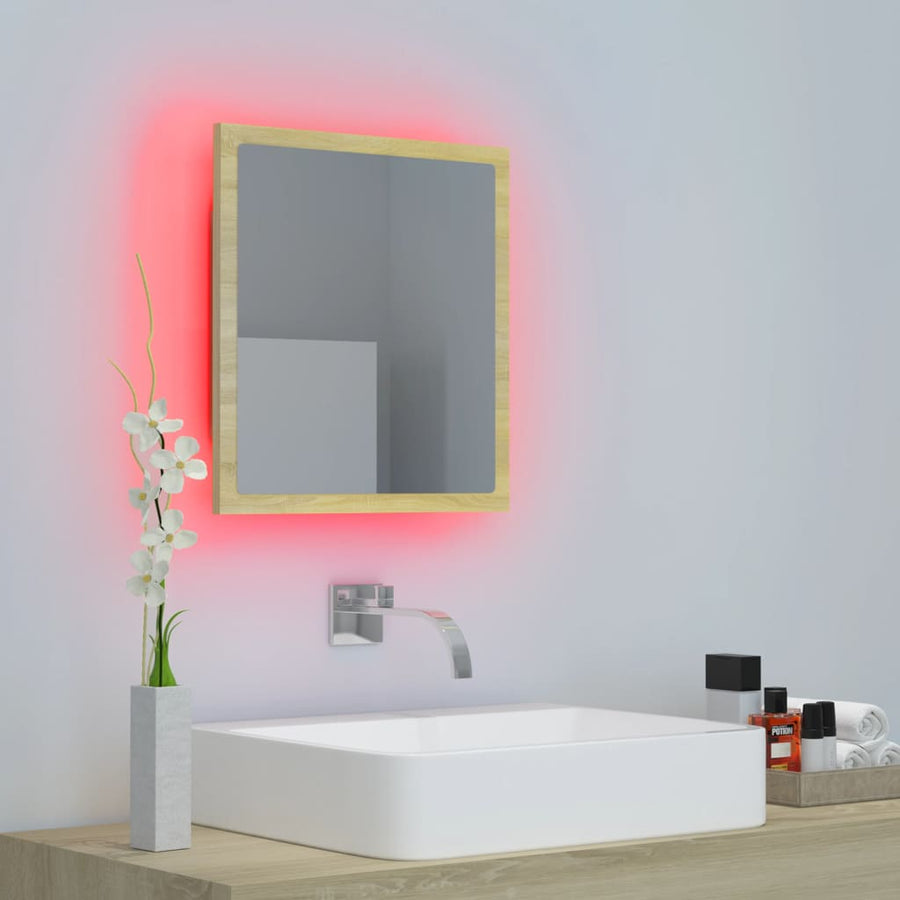 Badkamerspiegel Led 40X8,5X37 Cm Acryl Kleurig Sonoma eiken