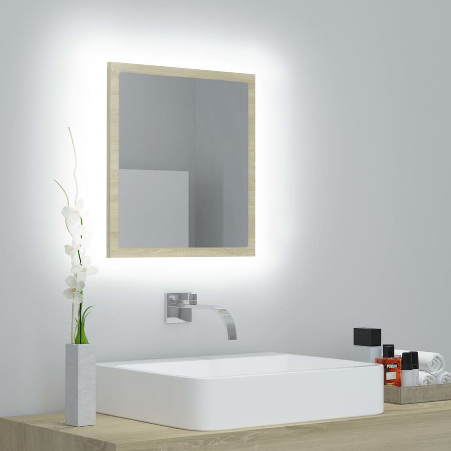 Badkamerspiegel Led 40X8,5X37 Cm Acryl Kleurig Sonoma eiken