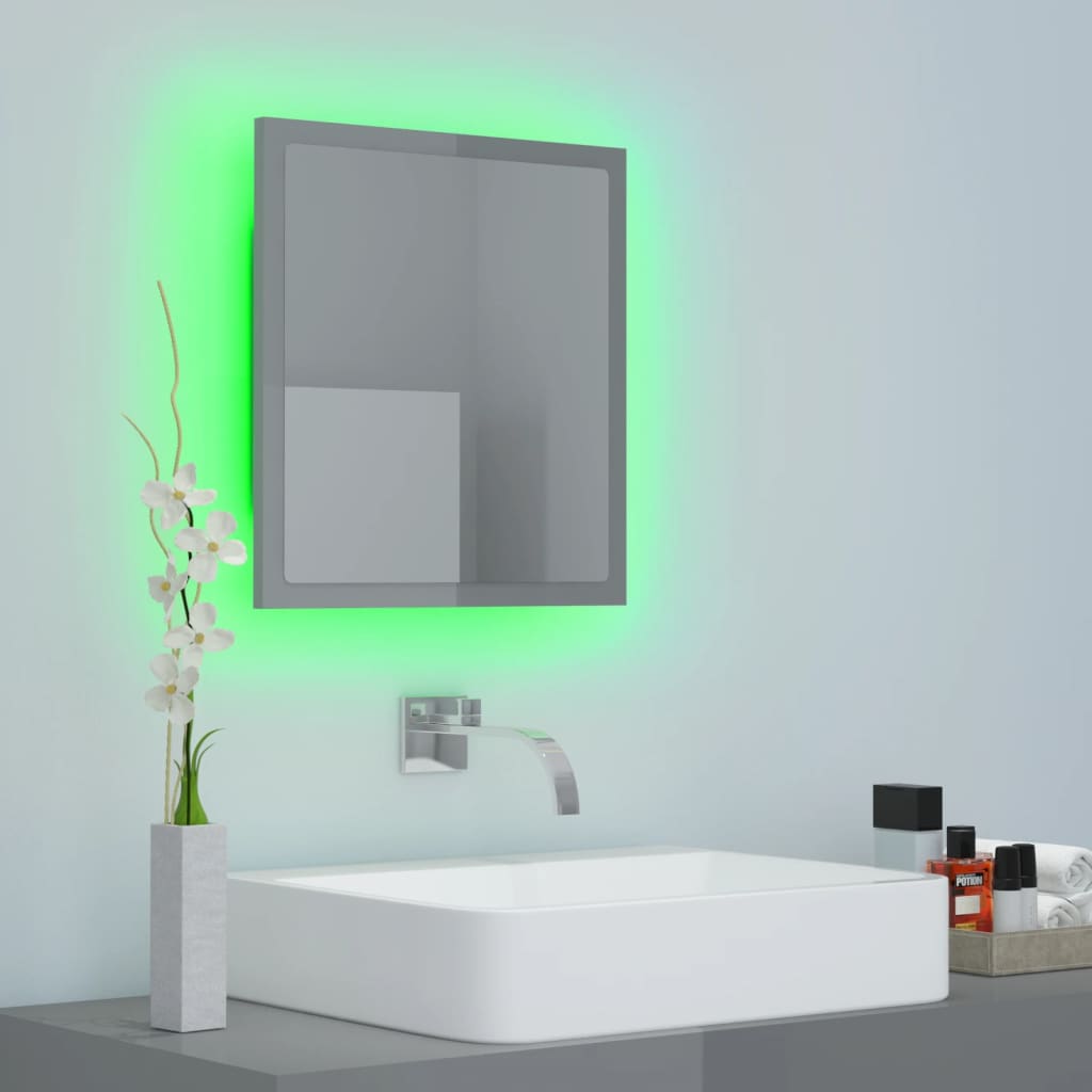 Badkamerspiegel LED 40x8,5x37 cm acryl hoogglans grijs