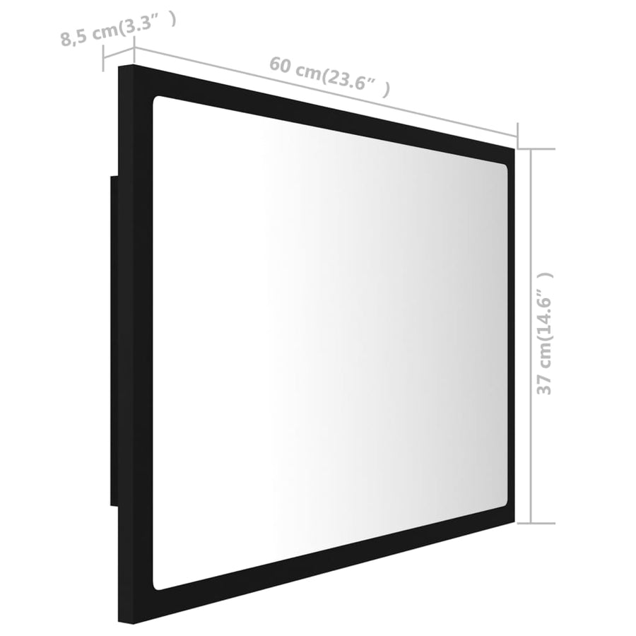Badkamerspiegel Led 60X8,5X37 Cm Acryl Zwart