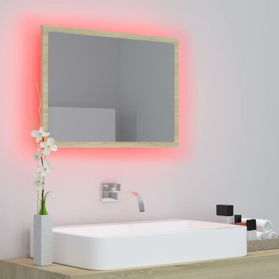 Badkamerspiegel Led 60X8,5X37 Cm Acryl Sonoma Eikenkleurig 1