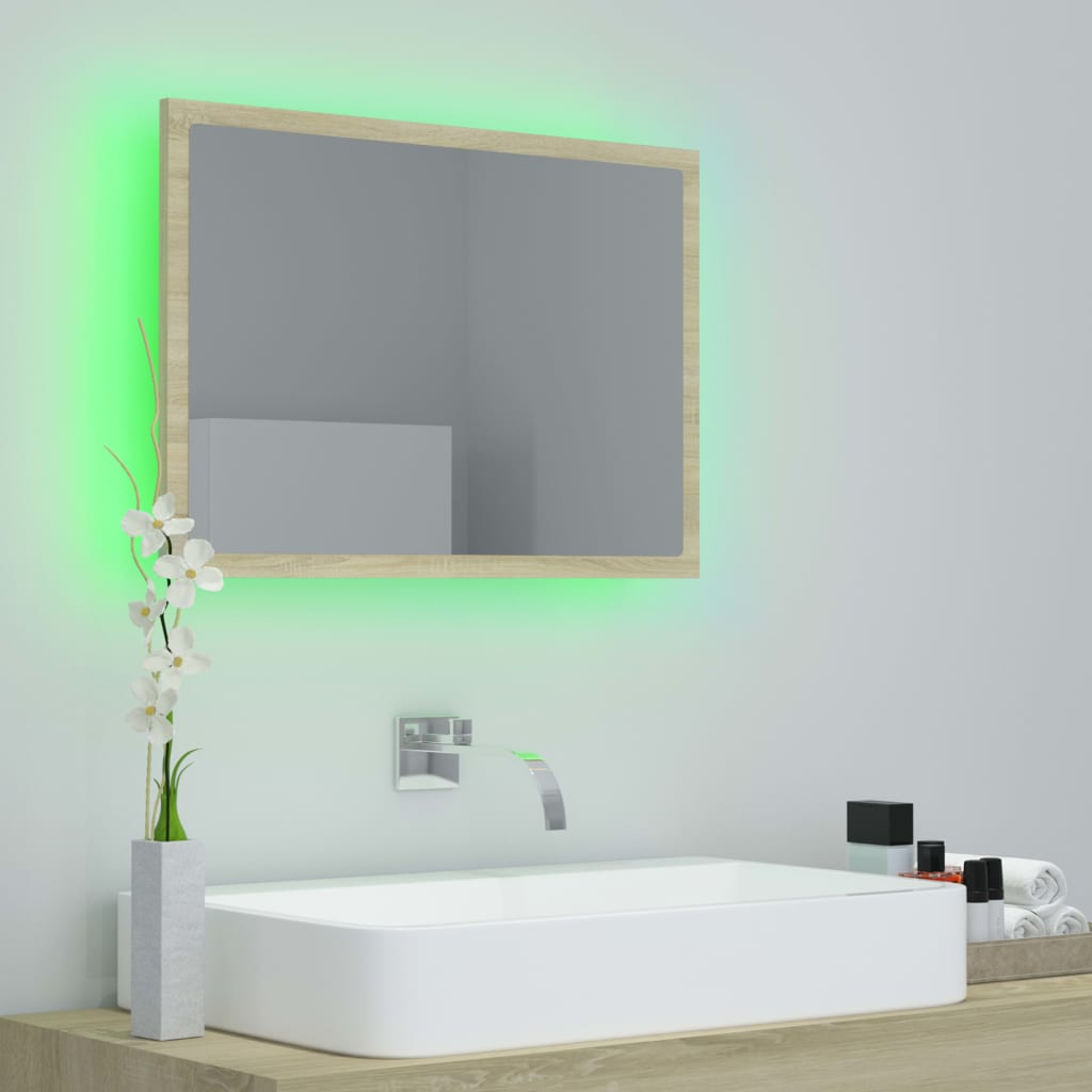 Badkamerspiegel Led 60X8,5X37 Cm Acryl Sonoma Eikenkleurig 1