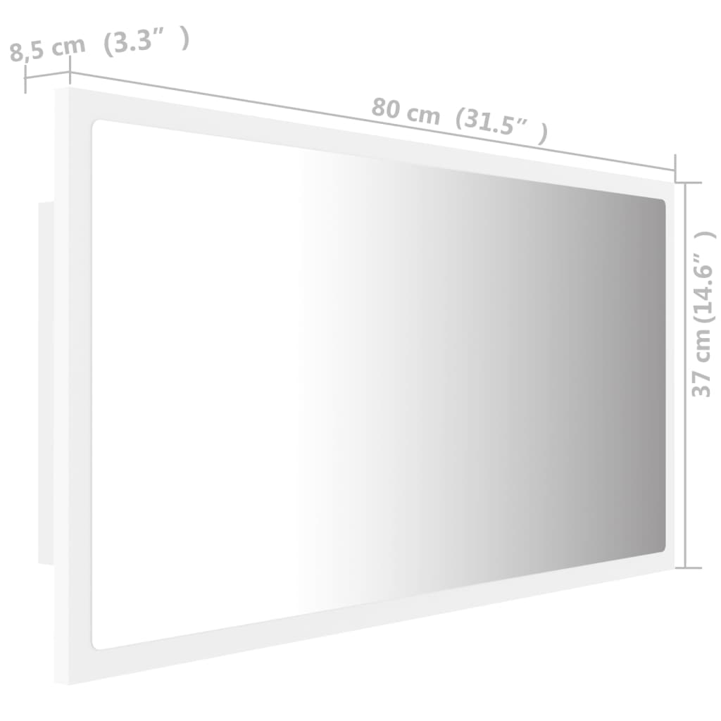 Badkamerspiegel Led 80X8,5X37 Cm Acryl Wit