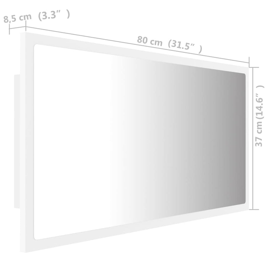 Badkamerspiegel Led 80X8,5X37 Cm Acryl Wit