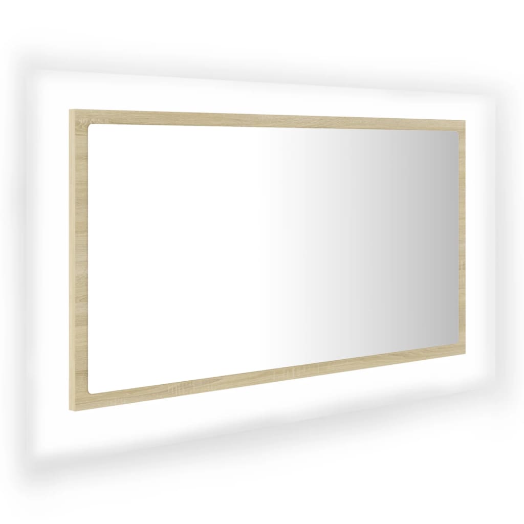 Badkamerspiegel Led 80X8,5X37 Cm Acryl Kleurig Sonoma eiken