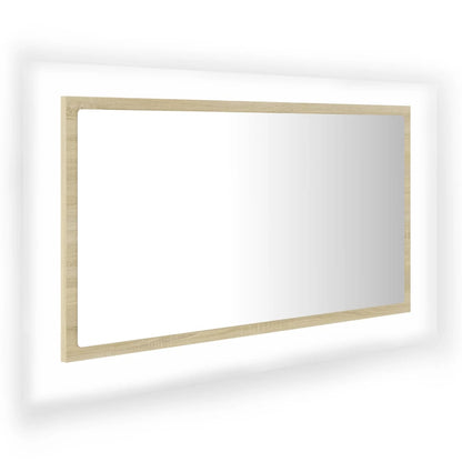 Badkamerspiegel Led 80X8,5X37 Cm Acryl Kleurig Sonoma eiken