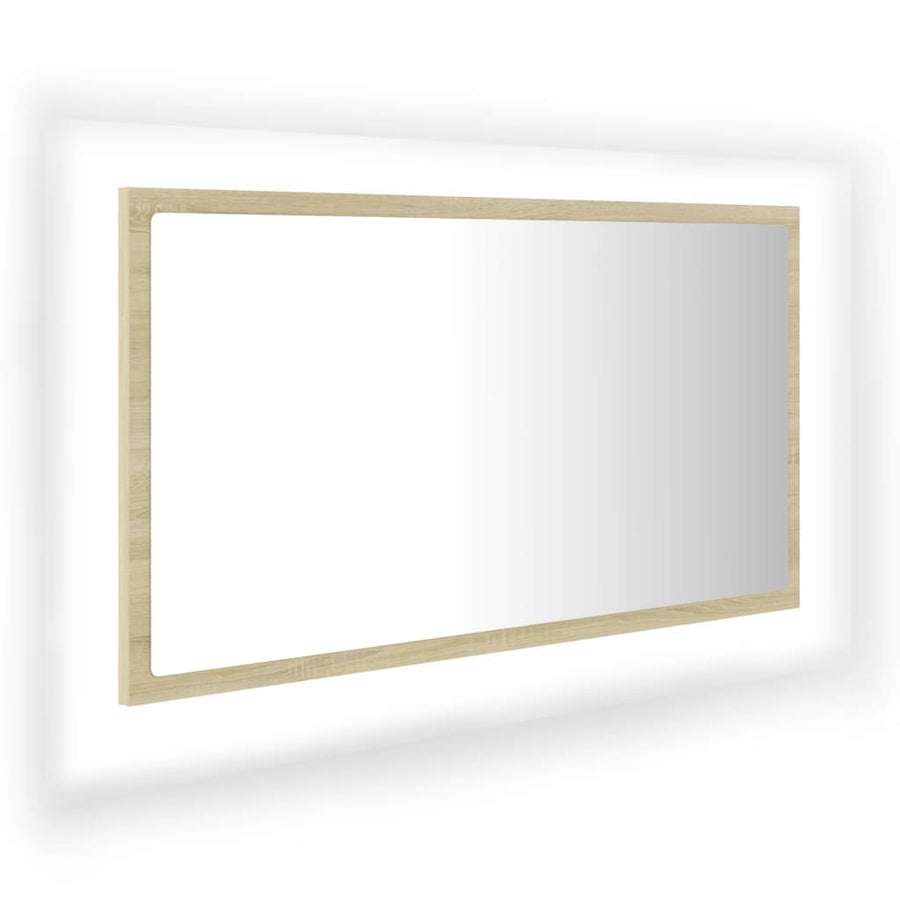 Badkamerspiegel Led 80X8,5X37 Cm Acryl Kleurig Sonoma eiken