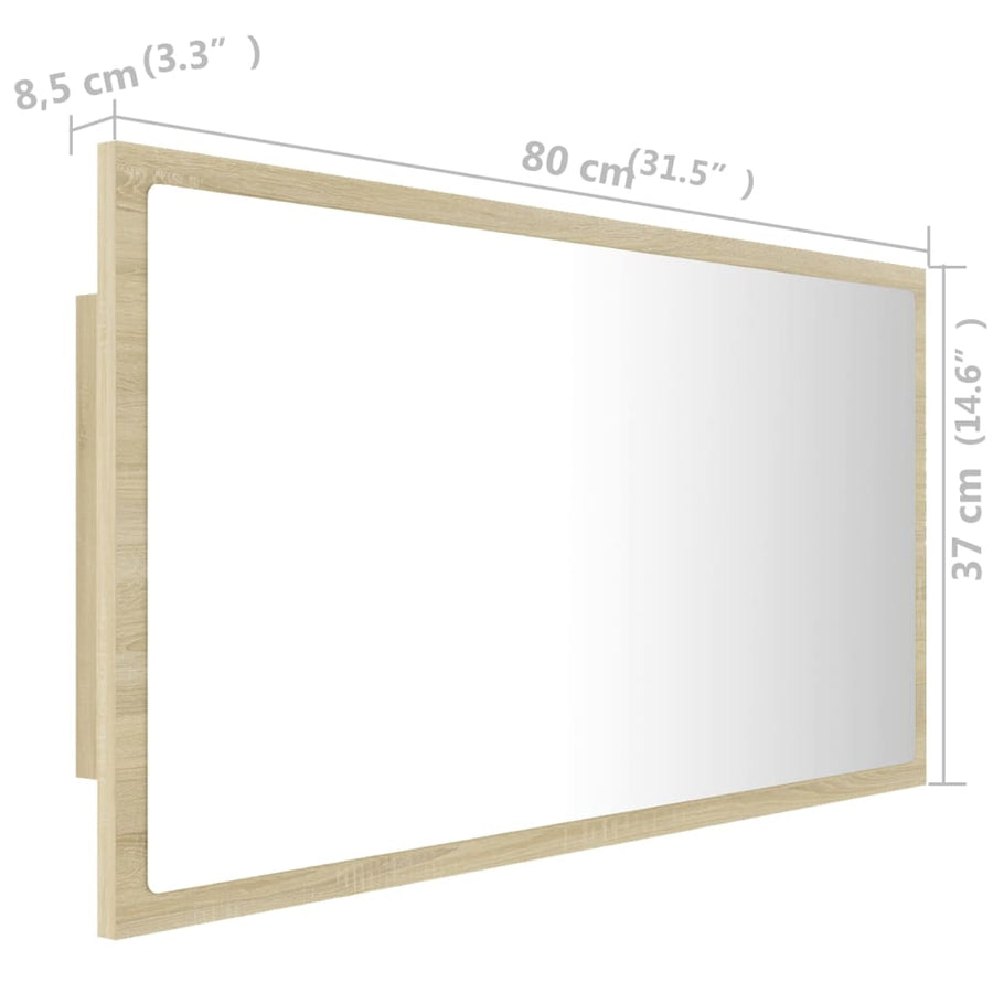 Badkamerspiegel Led 80X8,5X37 Cm Acryl Kleurig Sonoma eiken