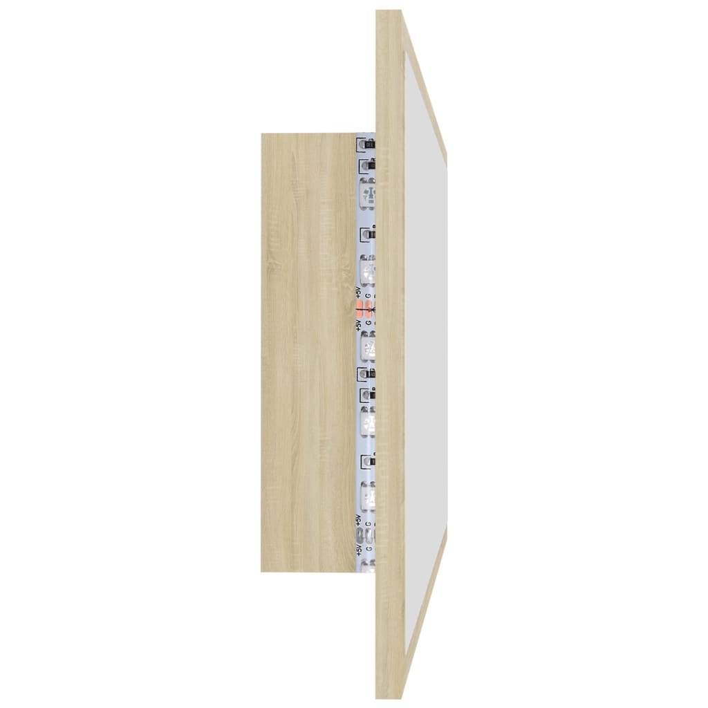 Badkamerspiegel Led 80X8,5X37 Cm Acryl Kleurig Sonoma eiken