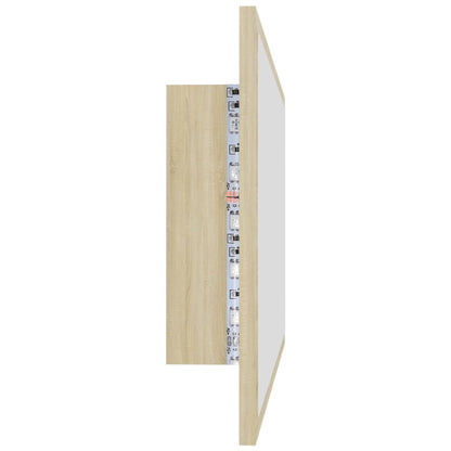 Badkamerspiegel Led 80X8,5X37 Cm Acryl Kleurig Sonoma eiken