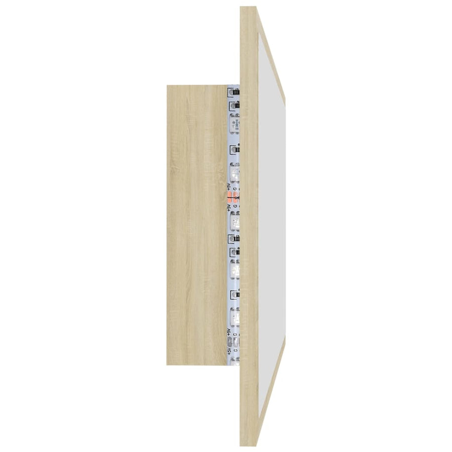 Badkamerspiegel Led 80X8,5X37 Cm Acryl Kleurig Sonoma eiken