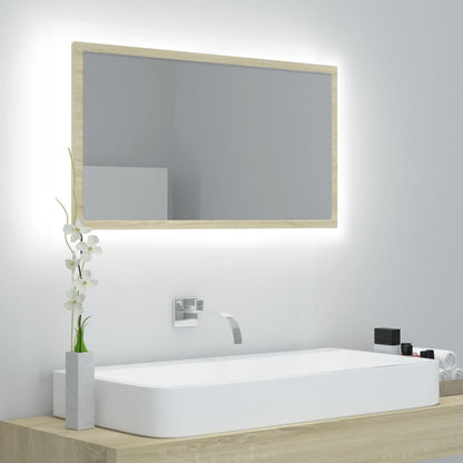 Badkamerspiegel Led 80X8,5X37 Cm Acryl Kleurig Sonoma eiken