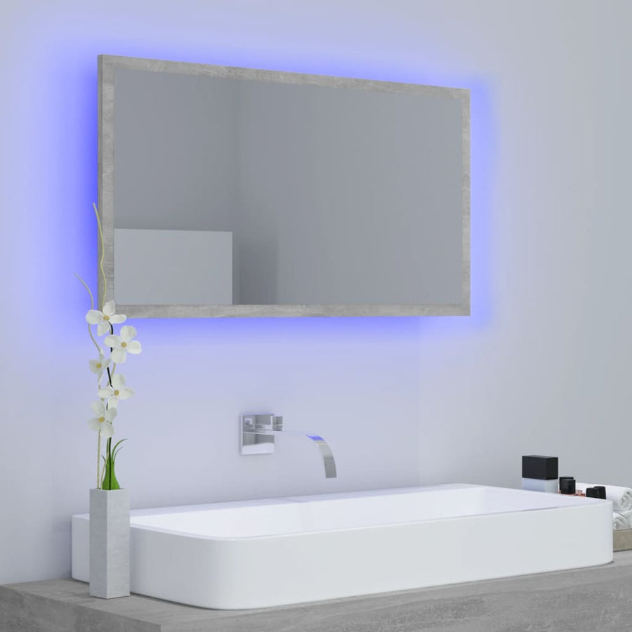 Badkamerspiegel Led 80X8,5X37 Cm Acryl Betongrijs