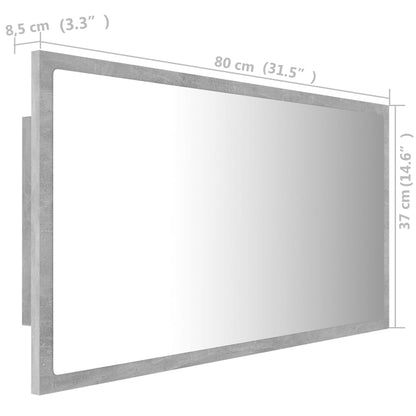 Badkamerspiegel Led 80X8,5X37 Cm Acryl Betongrijs