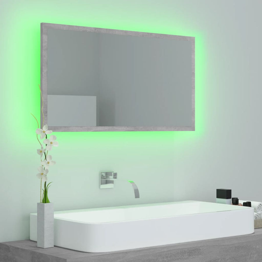 Badkamerspiegel Led 80X8,5X37 Cm Acryl Betongrijs
