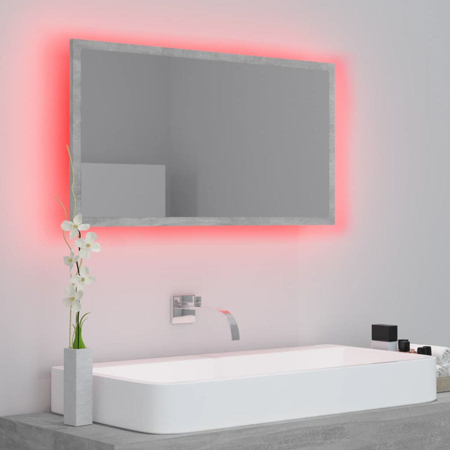 Badkamerspiegel Led 80X8,5X37 Cm Acryl Betongrijs