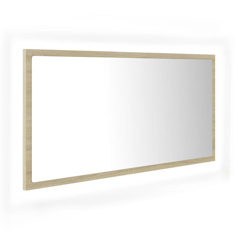 Badkamerspiegel Led 90X8,5X37 Cm Acryl Kleurig Sonoma eiken