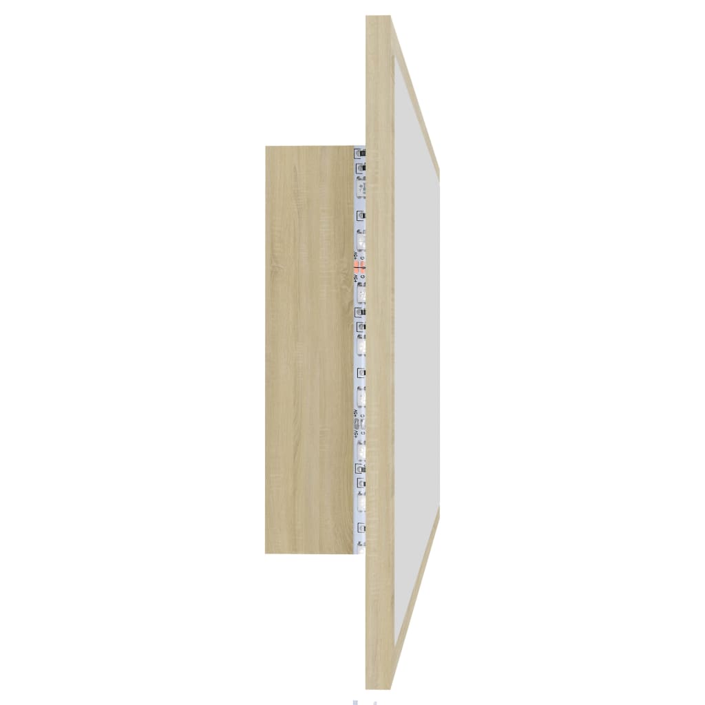 Badkamerspiegel Led 90X8,5X37 Cm Acryl Kleurig Sonoma eiken