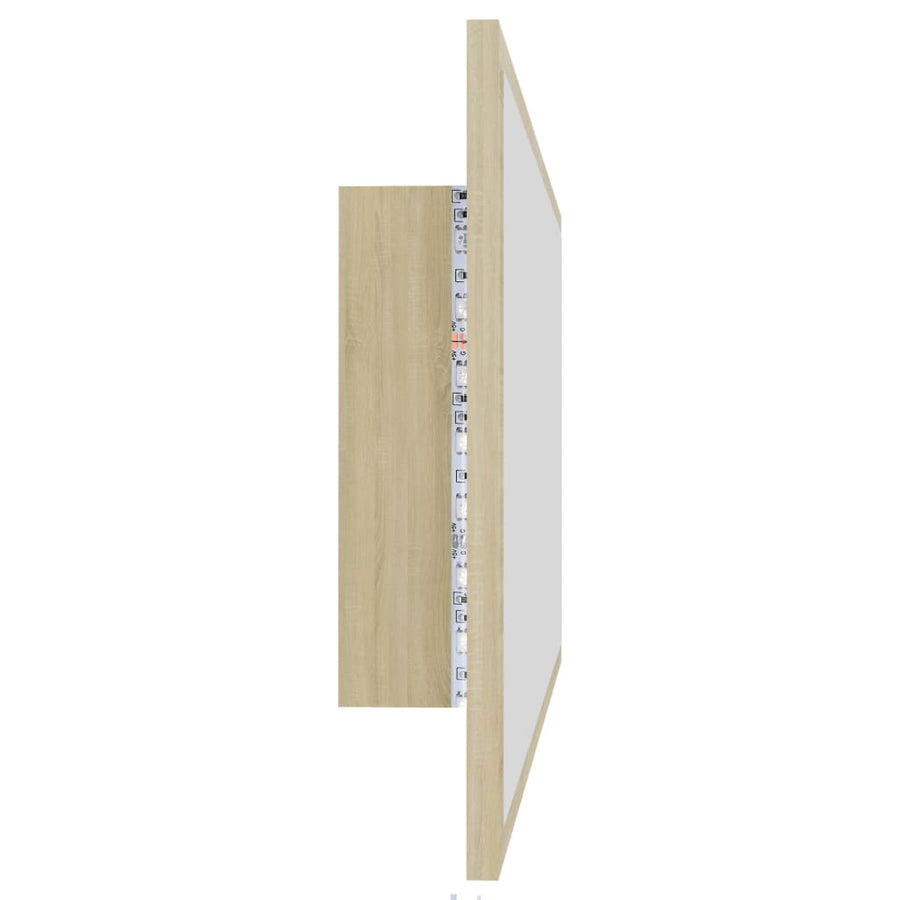 Badkamerspiegel Led 90X8,5X37 Cm Acryl Kleurig Sonoma eiken
