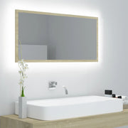 Badkamerspiegel LED 90x8,5x37 cm acryl sonoma eiken