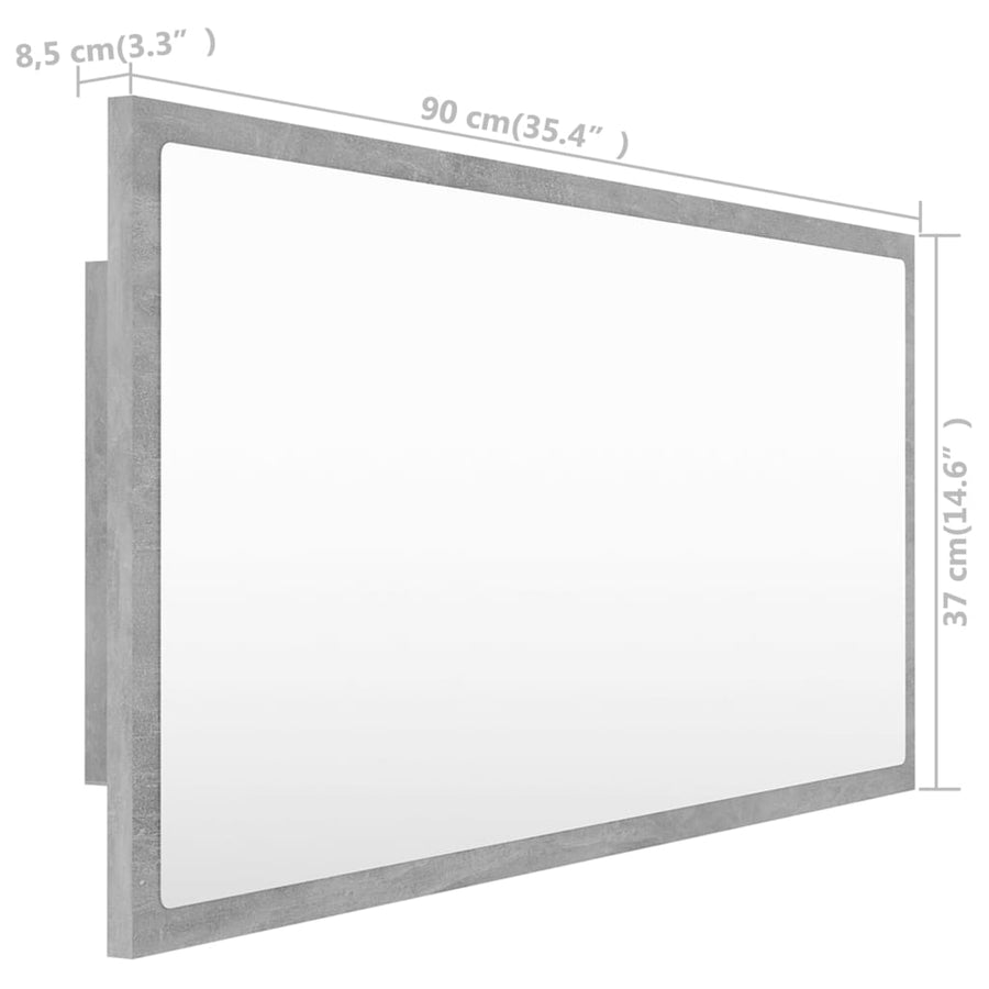 Badkamerspiegel Led 90X8,5X37 Cm Acryl Betongrijs