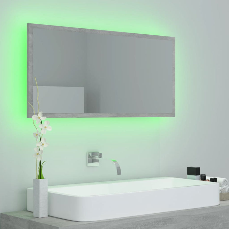 Badkamerspiegel Led 90X8,5X37 Cm Acryl Betongrijs