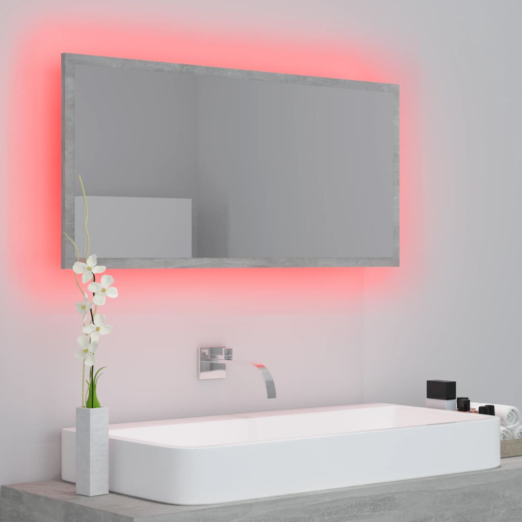 Badkamerspiegel Led 90X8,5X37 Cm Acryl Betongrijs