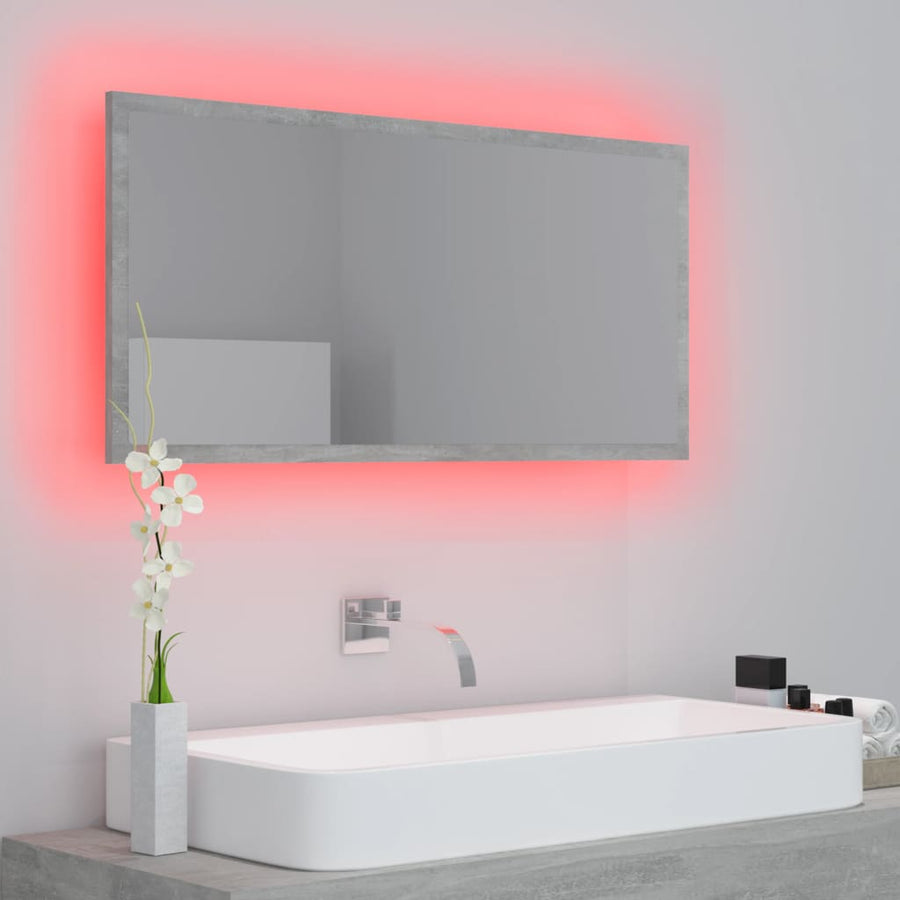 Badkamerspiegel Led 90X8,5X37 Cm Acryl Betongrijs