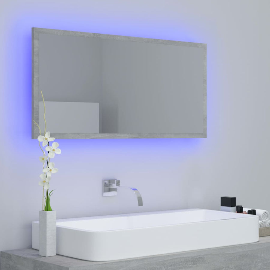 Badkamerspiegel Led 90X8,5X37 Cm Acryl Betongrijs